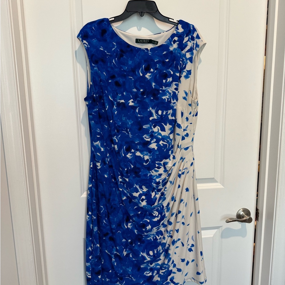 Ralph Lauren Blue and White Midi Dress